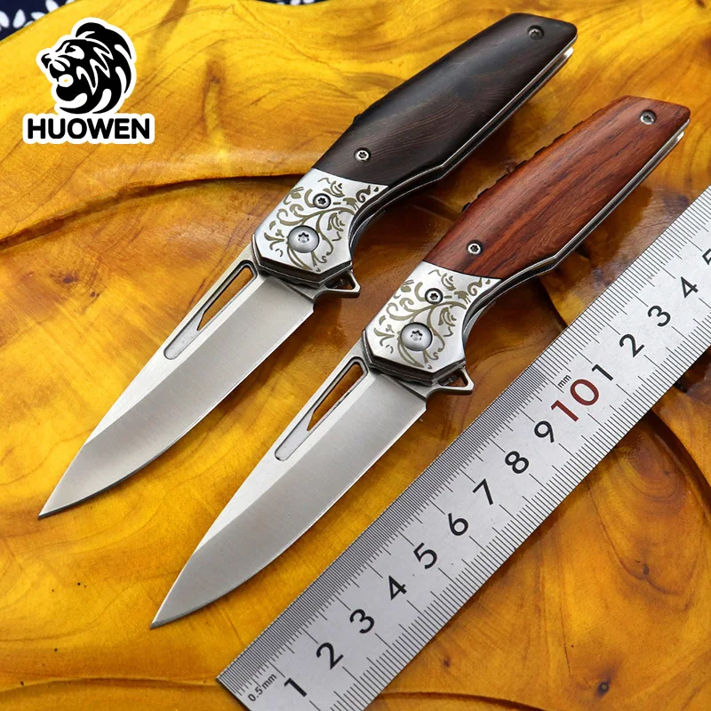 Карманный стальной нож HUOWEN D2 инструмент для охоты складные ножи выживания в