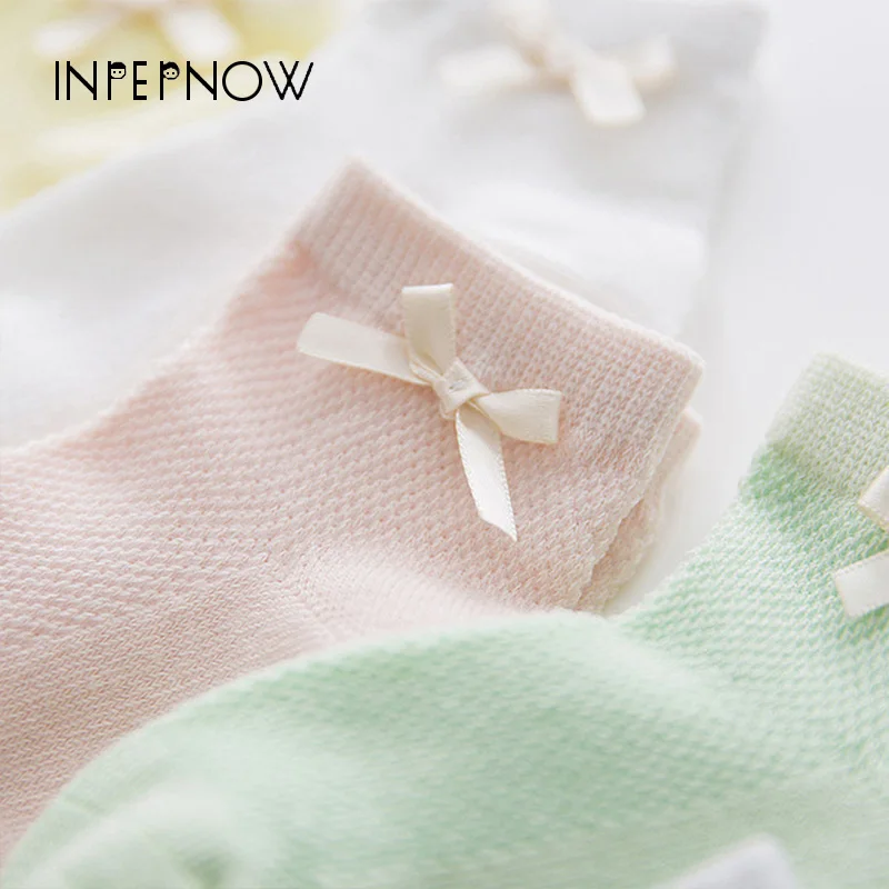 INPEPNOW 5 пар носки для маленьких девочек детские хлопковые в полоску с бантом