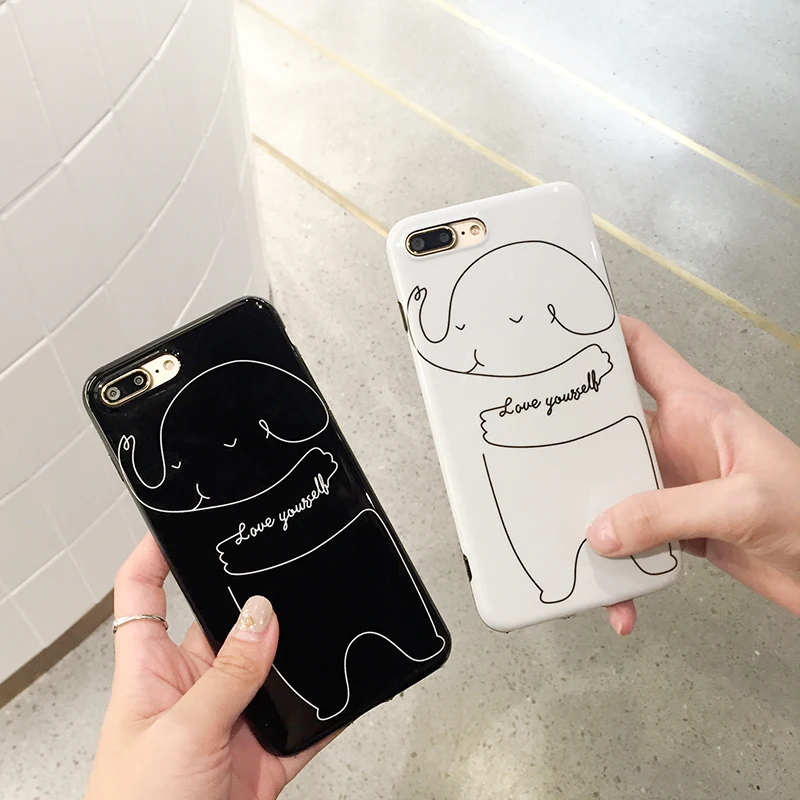 Cute Doraemon Japan Cartoon Patterned Phone Case For Iphone 7 6S Plus Lovely Elephant Soft Glossy Silicon TPU Cover |