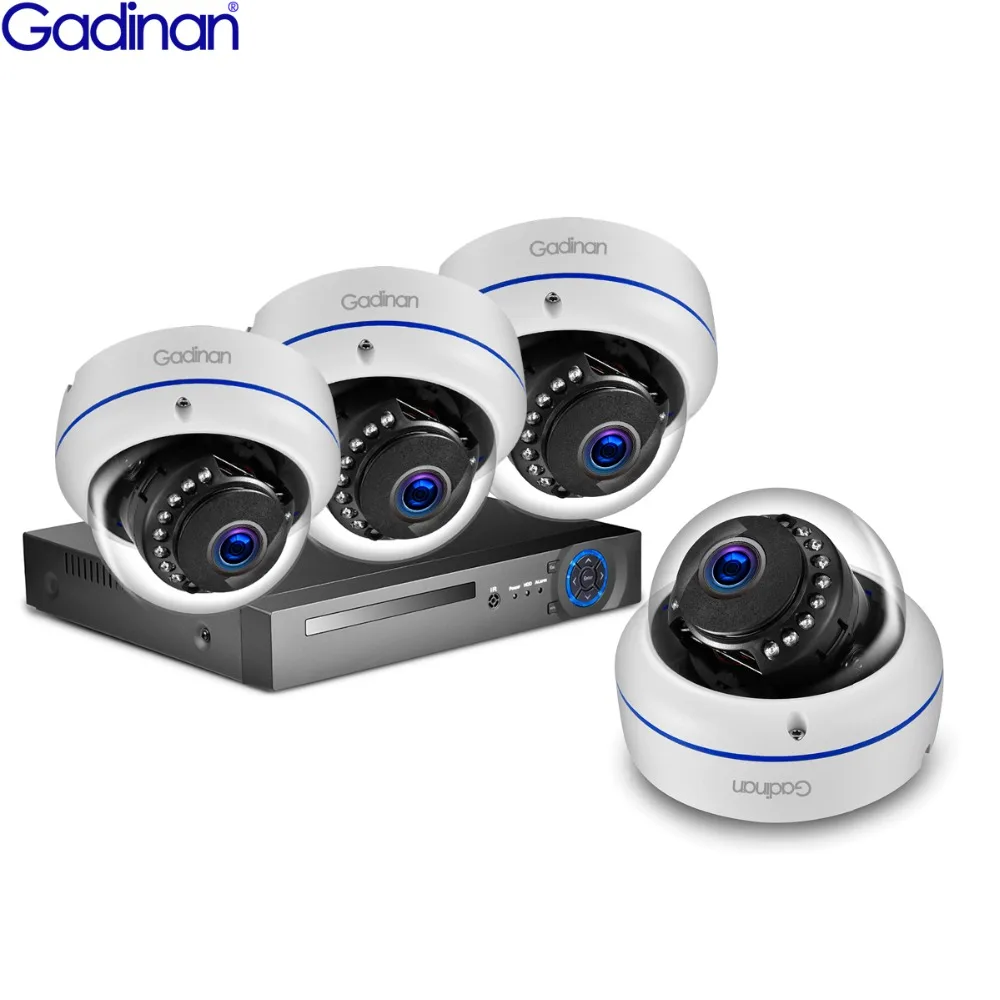 GADINAN H.265 4CH POE Системы 48 V 5MP 3MP 2MP камера видеонаблюдения HD сети IP66 АНТИВАНДАЛЬ