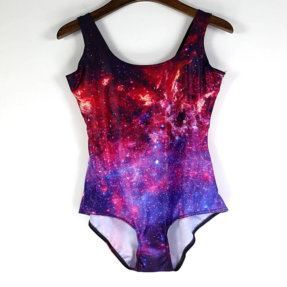 S до 4xL Galaxy Фиолетовый женский купальник цельный 3D печать одежда для плавания боди костюмы 3 узора