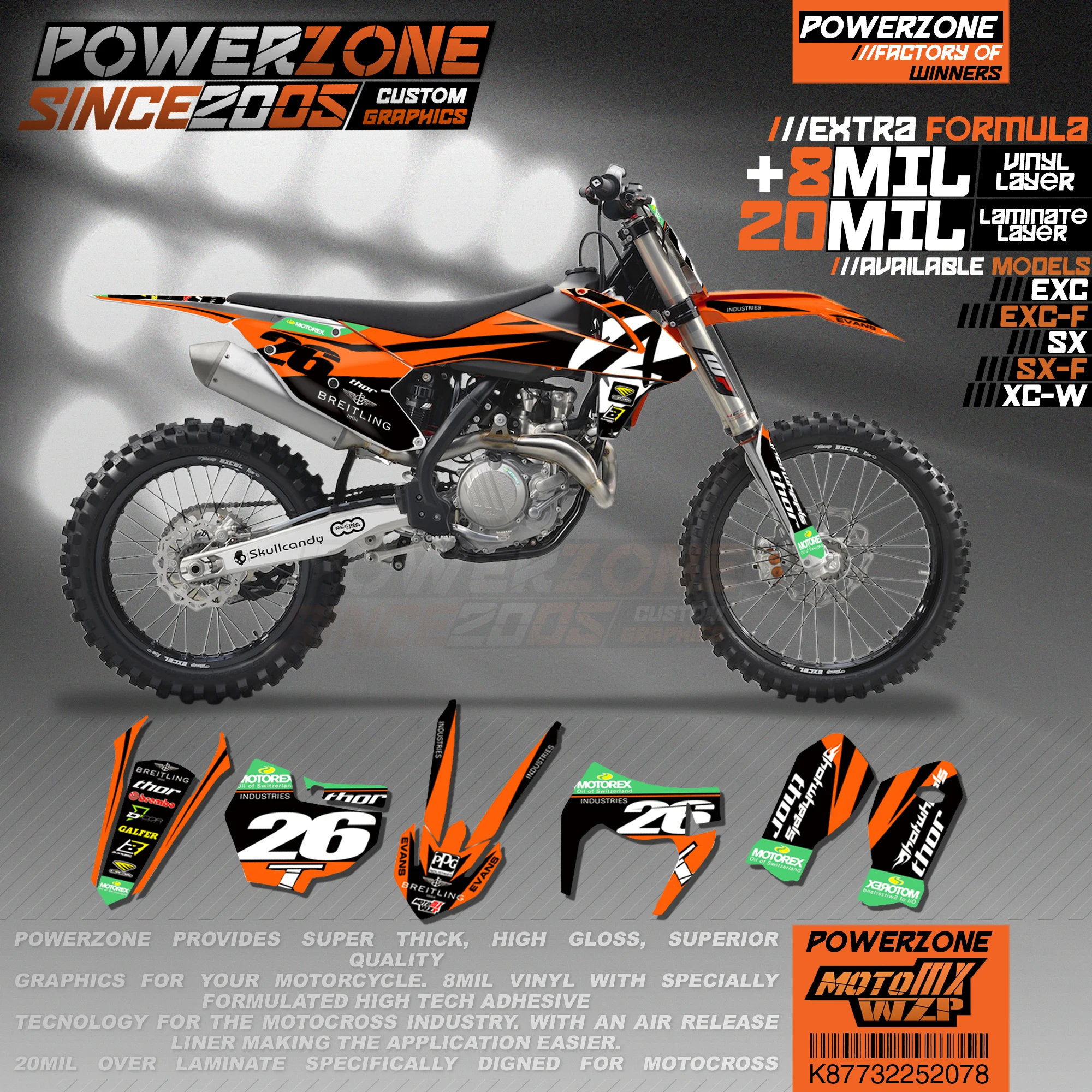 Персонализированные графические фоны PowerZone Team наклейки 3M Набор наклеек для KTM SX SXF