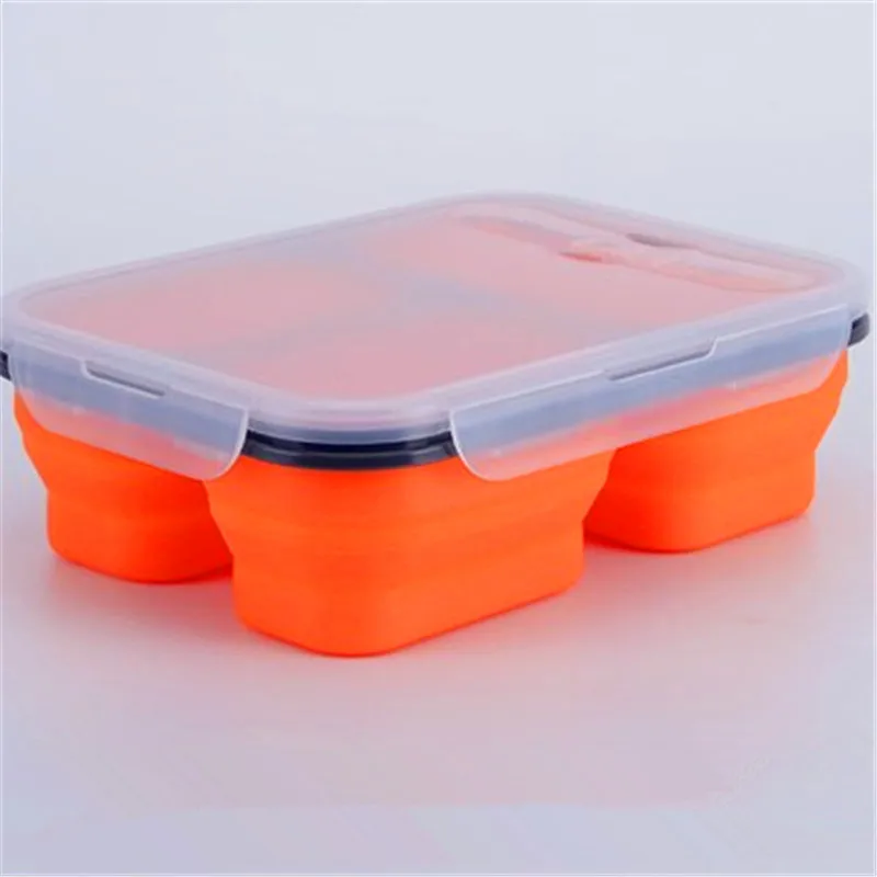 4 Цвета Soild Силиконовый складной Ланчбокс портативный 2/3 ячейки Bento коробка