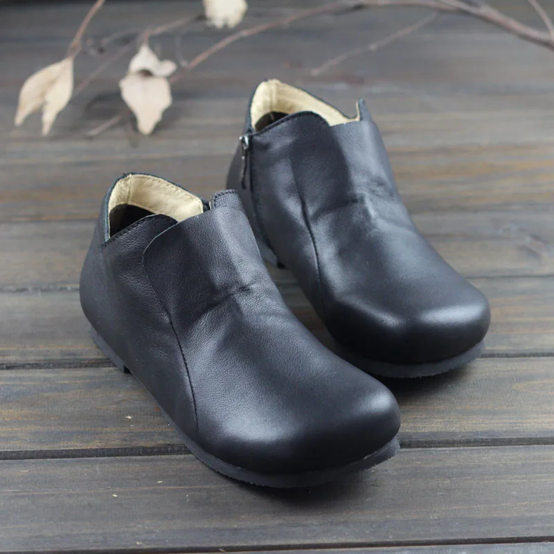 Careaymade-Genuine leather Black shoes Pure handmade ankle boots The retro art mori girl Fashion woman warm | Обувь