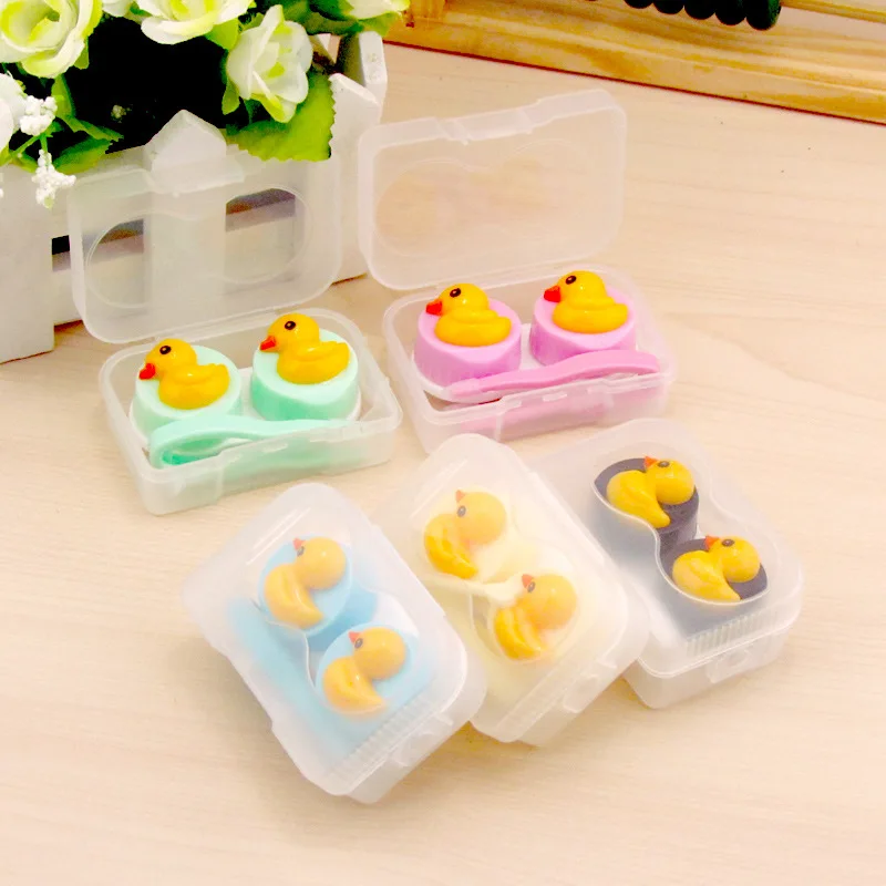 LIUSVENTINA простой милый прозрачный Гладкий чехол с желтой уткой для контактных линз