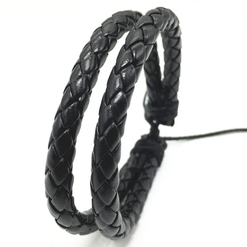 Новые двухслойные браслеты ручной работы в стиле панк из искусственной кожи для