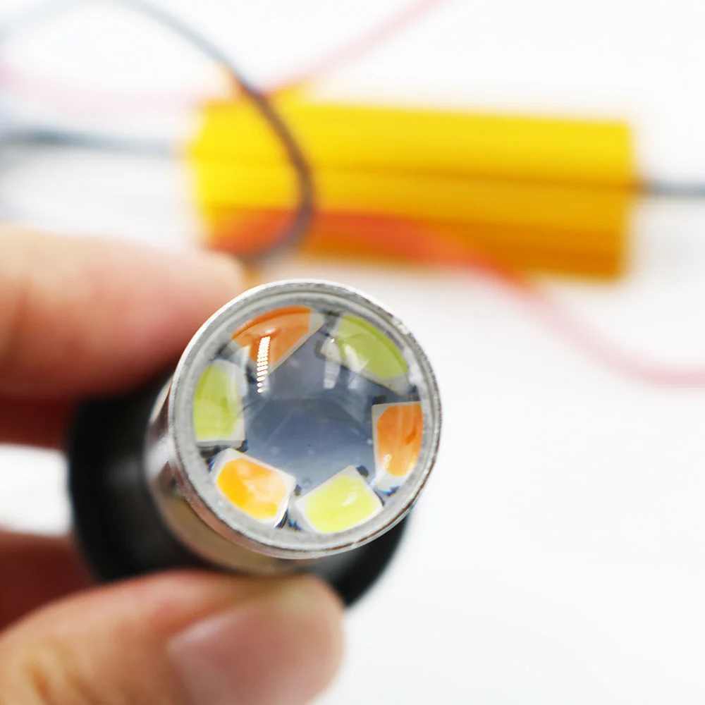 YSY 1 комплект двухцветные 42SMD 2835 T20 7440 W21W светодиодный лампы для передних