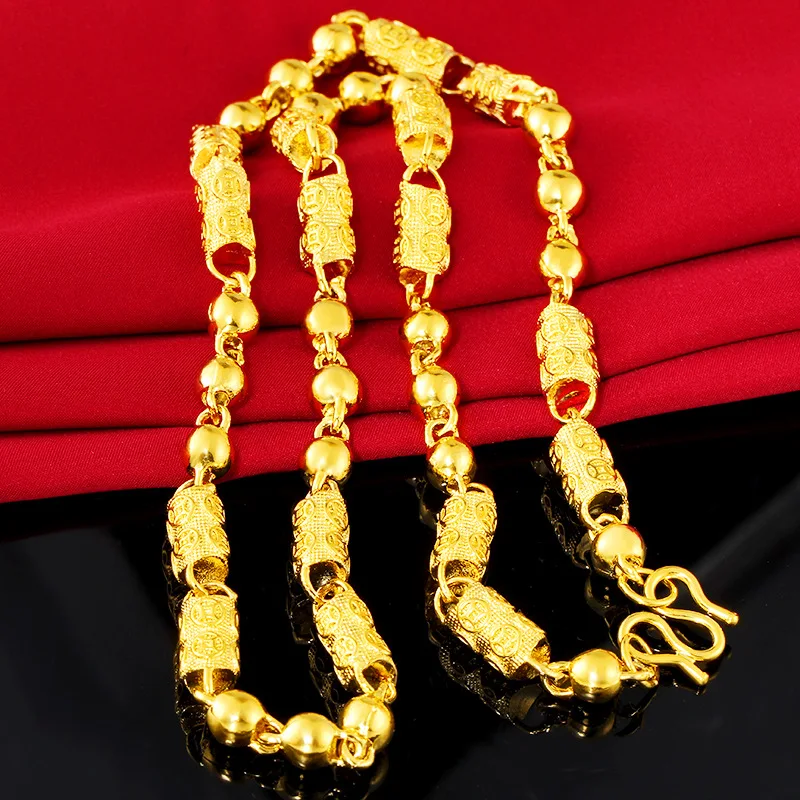 

2018 New Listing Alluvial Gold Men's Necklace Fashion Solid Copper Coin Cylinder Jewelry Wholesale
