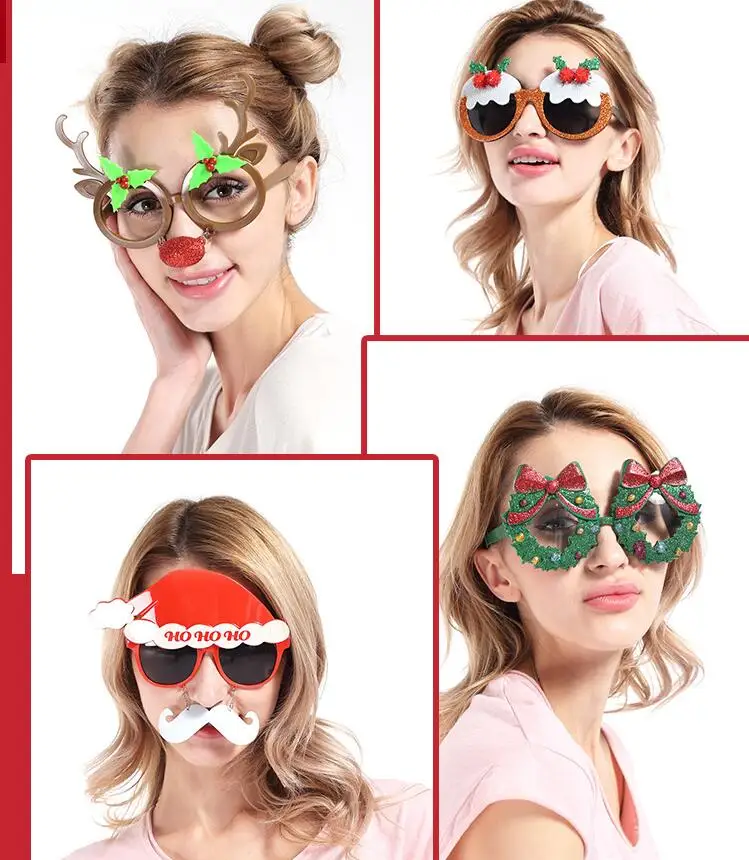 

Christmas Glasses Christmas Decoration Props Glasses Prom Party Funny Glasses Santa Christmas gift Hat