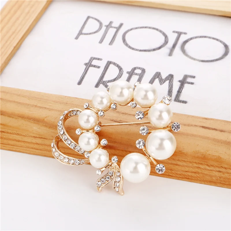 Романтическая Цветочная жемчужная брошь цветочный цветок Металлические Булавки