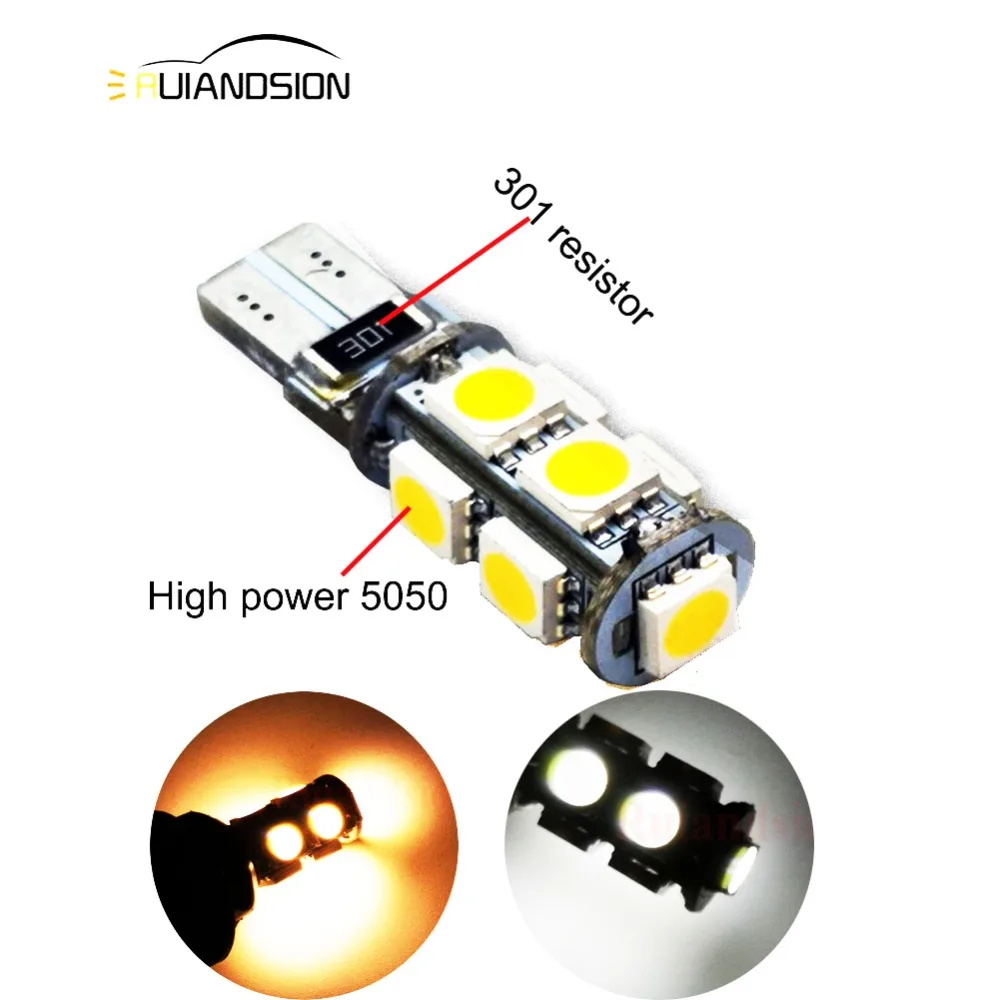 2шт 4300K Canbus без Ошибок T10 W5W 5050 9SMD SMD СВЕТОДИОДНЫЙ высокомощный автомобильный клиновидный фонарь для парковки лампа DC 12V