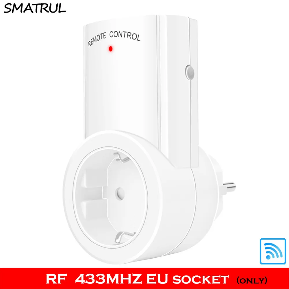 1 RF EU socket only SMATRUL 433 МГц умный беспроводной 2 гнезда 1 пульт дистанционного управления настенный Электрический Штепсель для ЕС и Великобритании домашний выключатель 220 в 230 В 10 А светодиодный светильник - Тип: 1 RF EU socket only