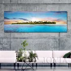 Большая картина каллиграфия остров синий Морской пейзаж Искусство на холсте Современная картина-распылитель для домашнего декора стен комнаты без рамки