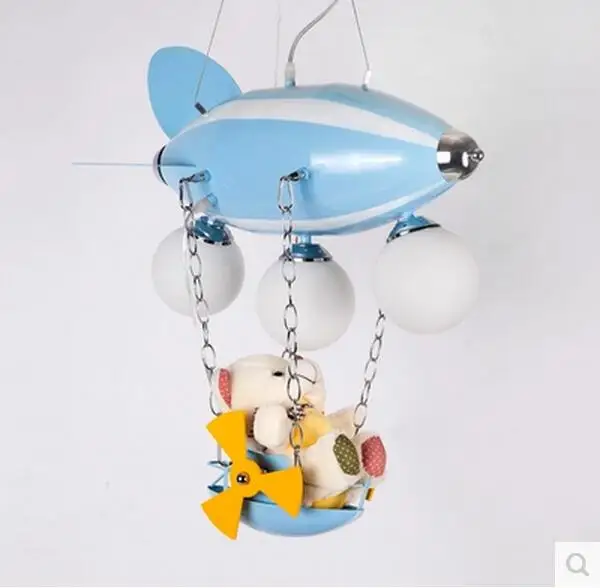 Светодиодная Подвесная лампа в виде мультяшного самолета для детей мальчиков