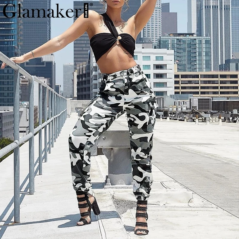 Женские штаны карго Glamaker летние хлопковые с высокой талией для фитнеса | Женская