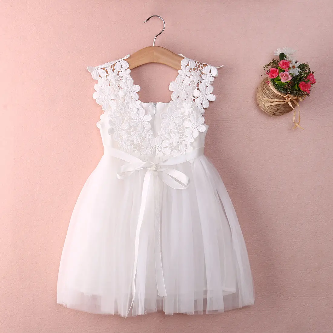 2-7Y Kid Baby Girl Sweet Flowers Sleeveless Ceremonies Wedding Party Mesh Tutu Dress Children Toddler Clothes Gown | Детская одежда и