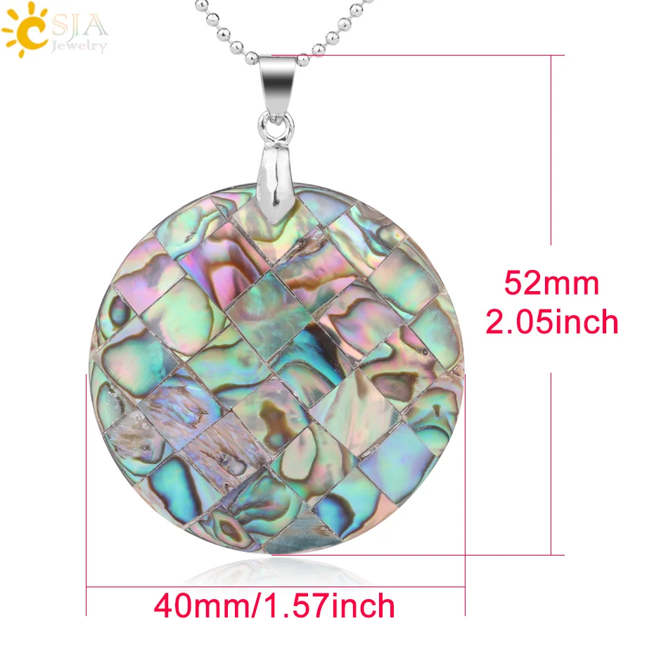 CSJA натуральный кулон в виде раковины абалона Радужная ракушка Круглая Плоская