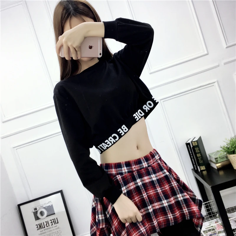 Фото Letters Printing Sweatshirt Fashion Autumn Women Crop Tops Round Neck Long Sleeve Sweatshirts Simple Style Black Moletom Женская Letters Printing Sweatshirt Fashion Autumn Women Crop Tops Round Neck Long Sleeve Sweatshirts Simple Style Black Moletom Женская