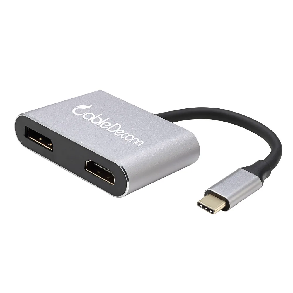 Конвертер thunderbolt 3 Type C к HDMI DP 2 в 1 Поддерживает одновременное расширение дисплея