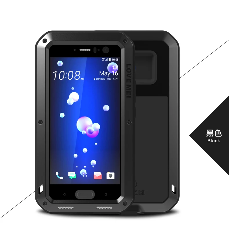 Водонепроницаемый чехол для HTC U11 Love Mei жесткий ударопрочный алюминиевый