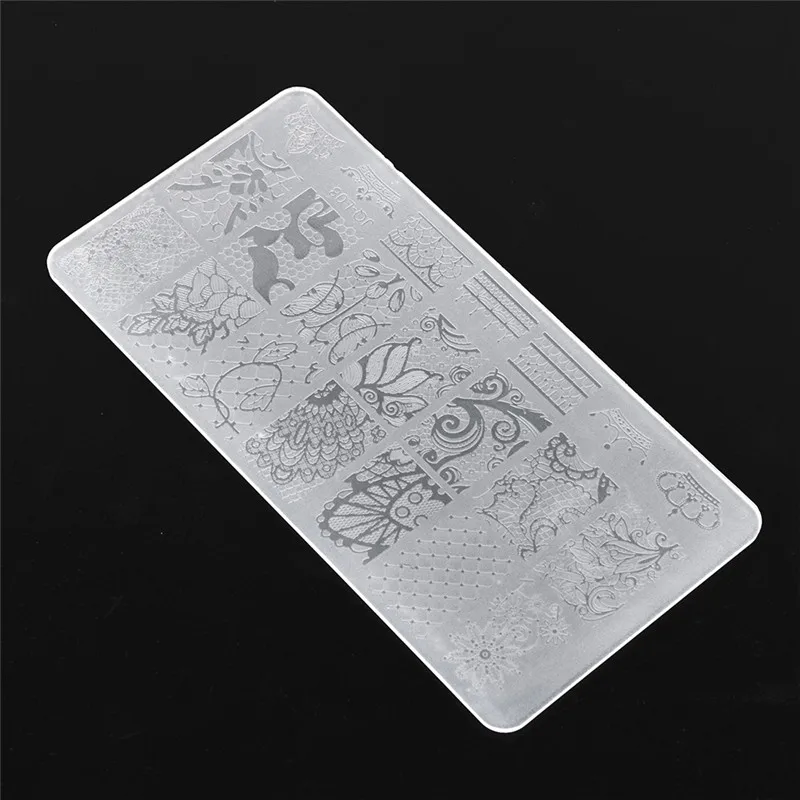 Пластины для дизайна ногтей шаблон окрашенный стальной кружевной цветок и птица
