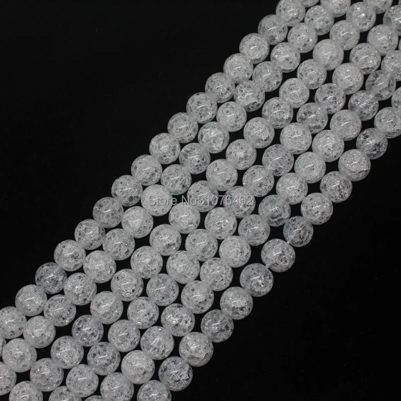 

Mini. order is $7! 8mm Crackle Rock Crystal Quartz Round Loose Beads 15''
