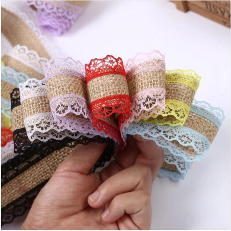 40MM Burlap Ribbon 2M Vintage Wedding Centerpieces Decoration Lace Trim ribbon Jute Hessian Rustic Party Decor DIY Supplies|Украшения