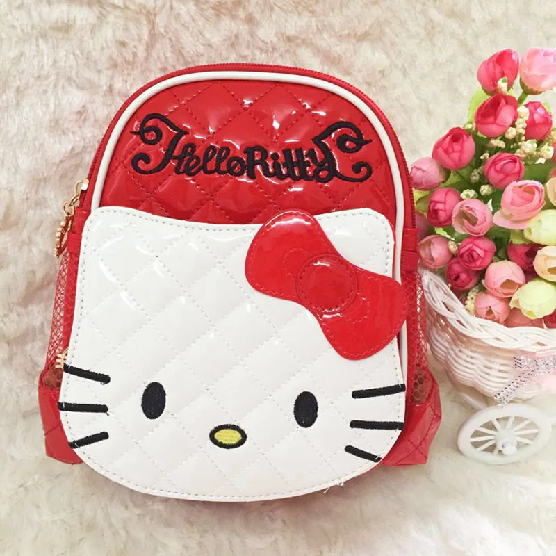Hello kitty рюкзак мультфильм детская школьная сумка Дети Мода Женщины одно плечо искусственная кожа девочки дети плюшевый рюкзак - Цвет: A