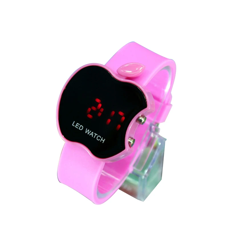 pink TIke Toker, светодиодный женские часы, модные в форме яблока, Красочные наручные часы GENEVA на силиконовом ремешке, женские спортивные часы, Relogio feminino - Цвет: pink