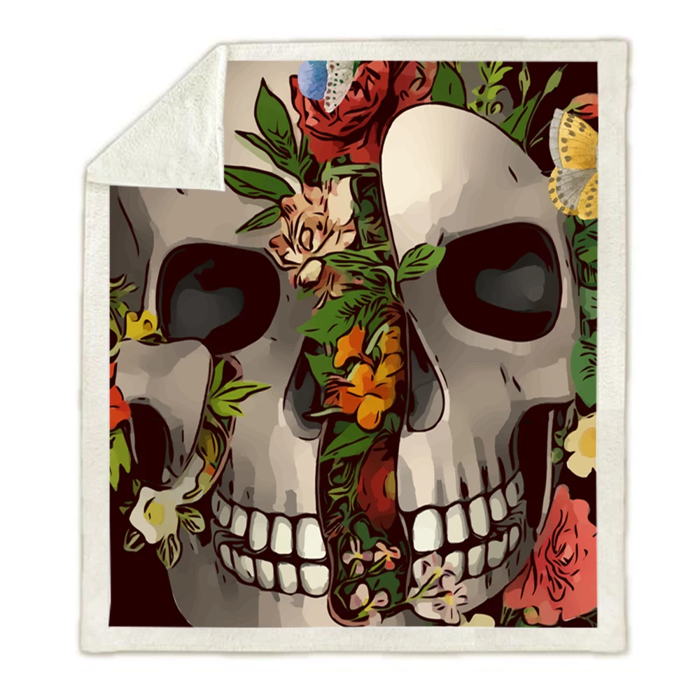 Skull flower Blanket 3d print Plush Throw Sofa Noble Bedspread Bed Blankets