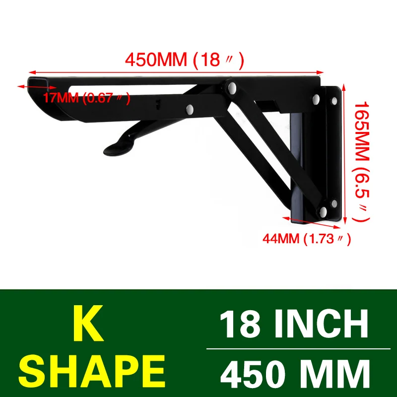 Black 18 INCH NAIERDI 2 шт. складной угловой кронштейн 8-20 дюймов треугольная полка для ванной ТЯЖЕЛАЯ ПОДДЕРЖКА Регулируемая настенная скамья стол мебельная фурнитура - Цвет: Black 18 INCH