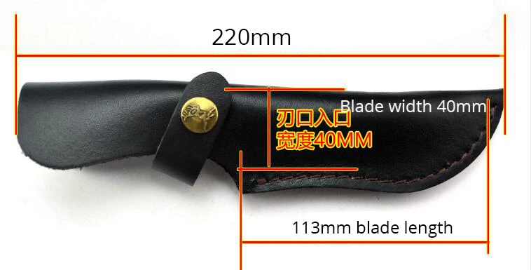 Черный чехол для прямого ножа из воловьей кожи с первым слоем лезвием 110 мм|Ножи| |