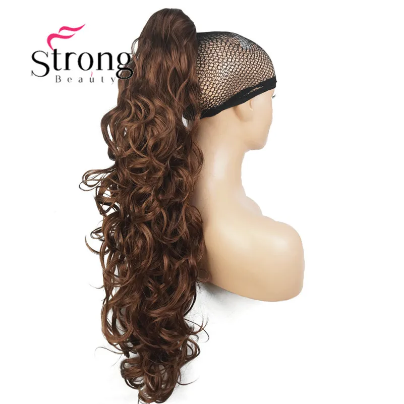 StrongBeauty, 32 дюйма, кудрявые синтетические накладные волосы на заколках, на завязках, конский хвост, синтетические накладные волосы, 270 г, с зажимом челюсти/когтя - Цвет: #30
