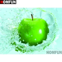 homfun full squareround drill 5d diy diamond painting fruit green apple embroidery cross stitch 3d home decor a13187
