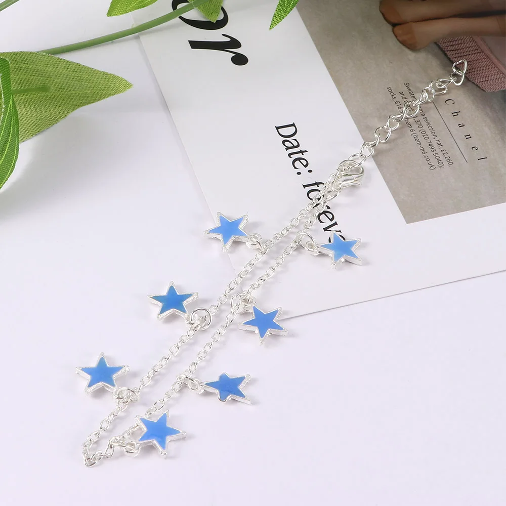 Браслет на щиколотке Светящиеся пляжные синие пантагоны с синими звездами и