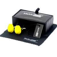 memolissa display box cufflinks personality yellow safety hat cufflinks high quality for mens shirt free tag wipe cloth