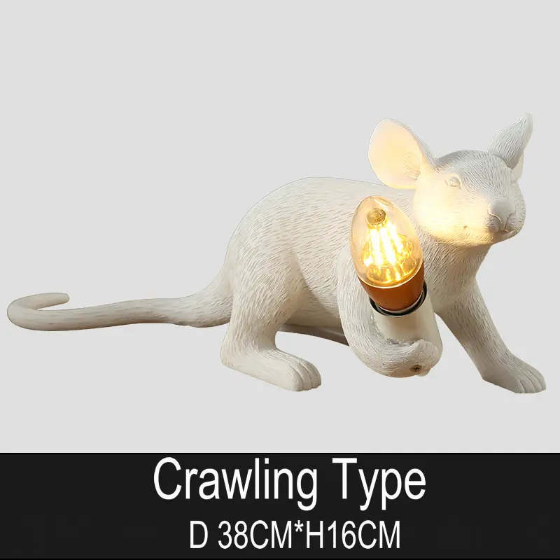 Crawling Type Artpad современная лампа для мыши из смолы, прикроватный светильник для спальни, гостиной, светильник в форме крысы, художественная настольная лампа для дома, светильники белого цвета - Цвет корпуса: Crawling Type