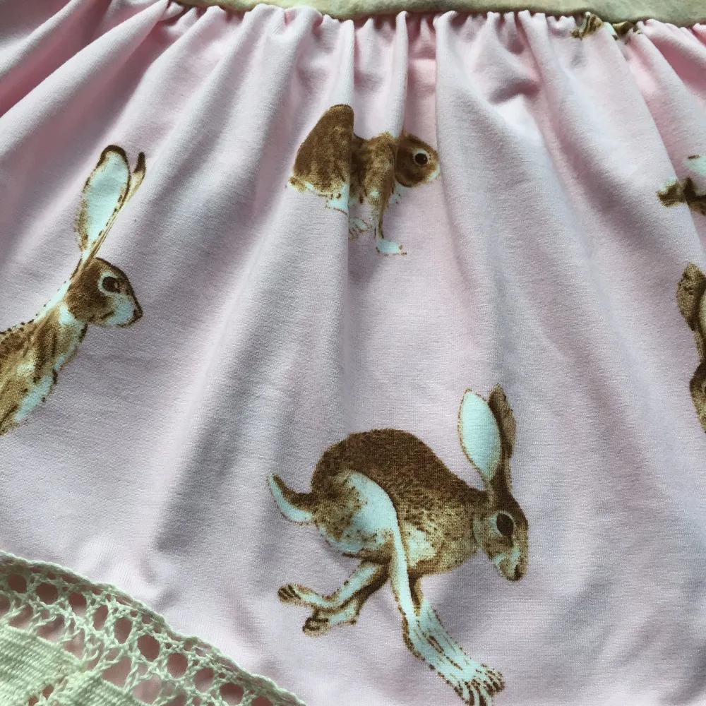 2020 new free shipping baby girls Easter bunny dress lace long sleeve with matching headband set | Детская одежда и обувь