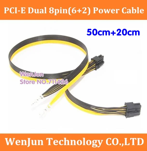 

20PCS PCI-E PCIe PCI Express Dual 8Pin(6+2) Power Supply Cable 50CM+20CM for DELL 1950 2950 PE6850 Module PSU Cord 8pin+8pin