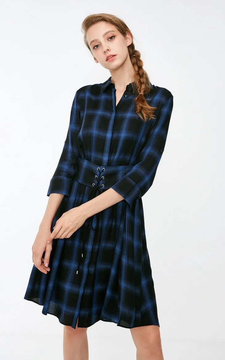 Vero Moda Новое Женское Платье-рубашка в клетку с декоративным поясом на талии | 3184SZ507
