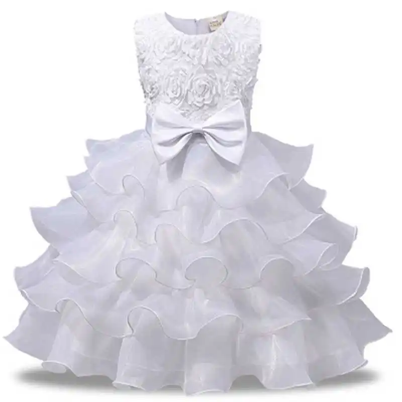 New Children infant girl petals flower dress Elegant baby bridesmaid Vestido Infant official Party beige | Детская одежда и обувь