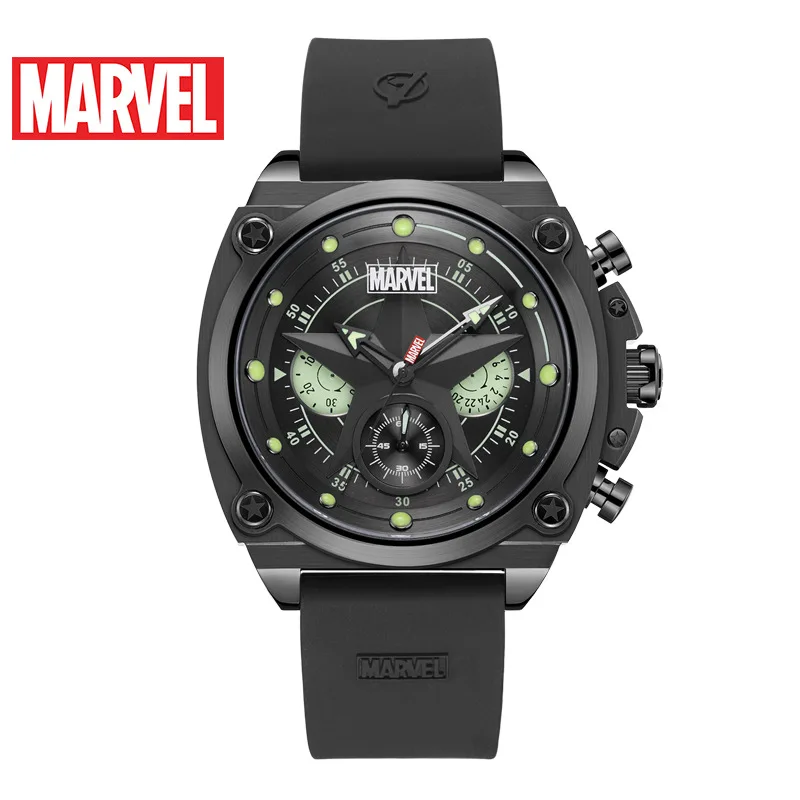 MARVEL disney, мужские часы, Роскошные, Капитан Америка, кварцевые, мужские часы, модные, спортивные, сапфировое стекло, кожа, мужские часы
