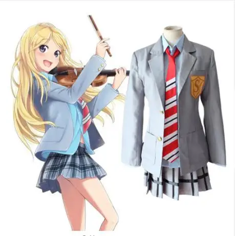 Костюм для костюмированной вечеринки Miyazono Kaori Arima Kousei из японского аниме школьная