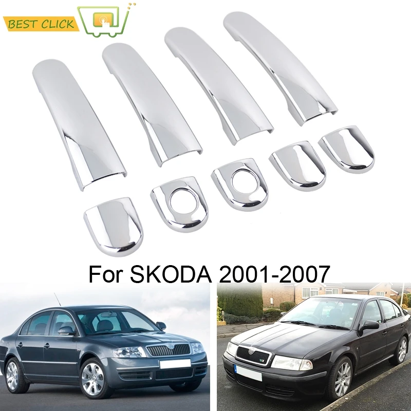 9 шт. хромированные накладки на дверные ручки для Skoda Superb Octavia 2002 2003 2004 2005 2006