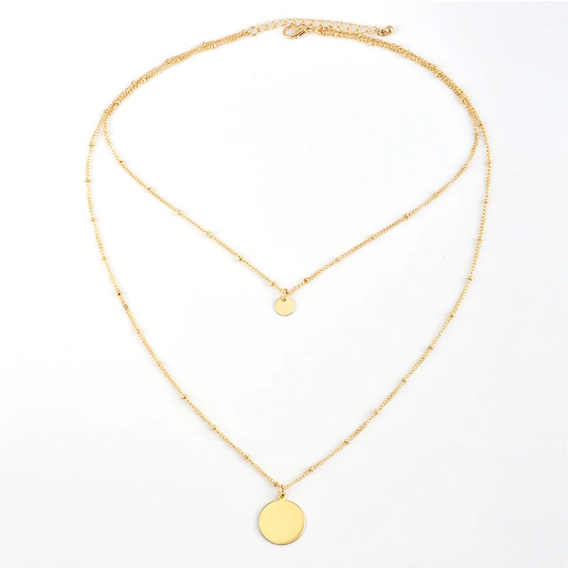 2 шт./компл. в богемном стиле ретро с простым круглым подвеска на золотой цепочке