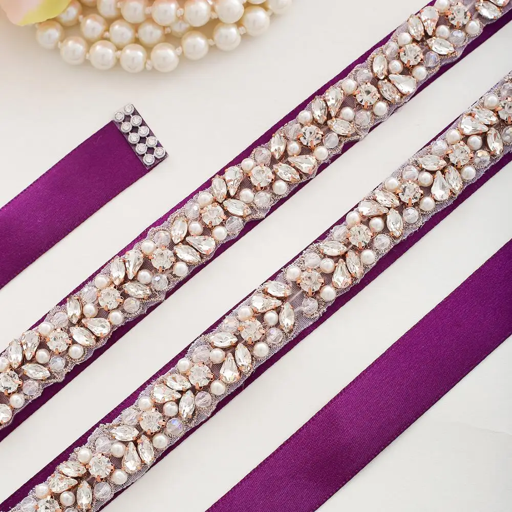 Rose Gold Belt Diamond Flower Belts Bridal Sash Crystal Rhinestone Wedding For Dresses SD134BRG | Свадьбы и торжества