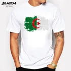 Мужская футболка BLWHSA, из футболки с коротким рукавом натурального хлопка, с изображением флага Алжира, с круглым вырезом, на лето, 100%