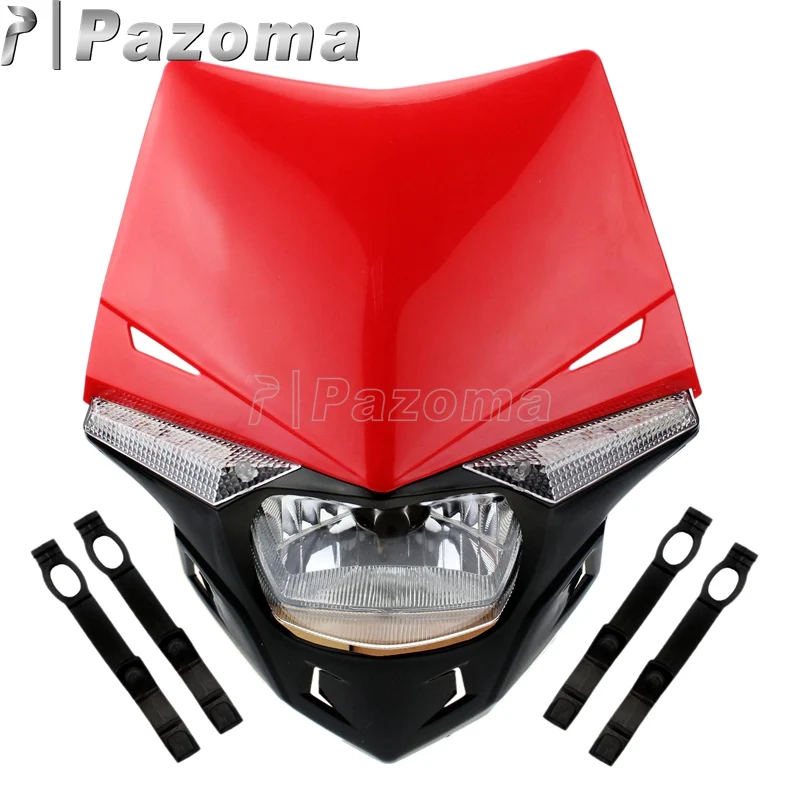 Красный светодиодный налобный фонарь для мотокросса по бездорожью Streetfighter Enduro для Honda XR CRF CRM FMX 250 450 200 650
