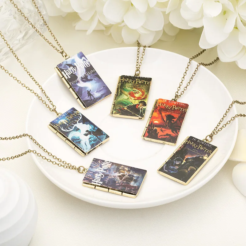 Винтажное ожерелье с кулоном из серии Harry P Magic Book в стиле Хогвартса квадратное для
