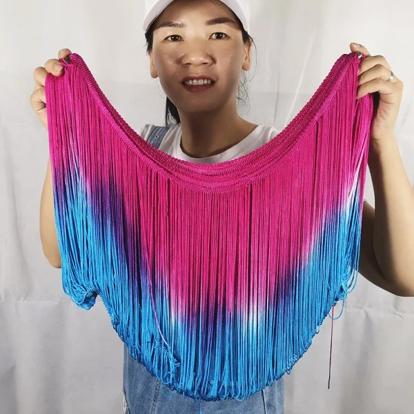 YACKALASI 10 Yds/лот Dip Dye Ombre бахрома кисточка мягкая вискоза латинская макраме танцевальное платье отделка юбка для самбы Tasse розовый синий - Цвет: Pink Blue